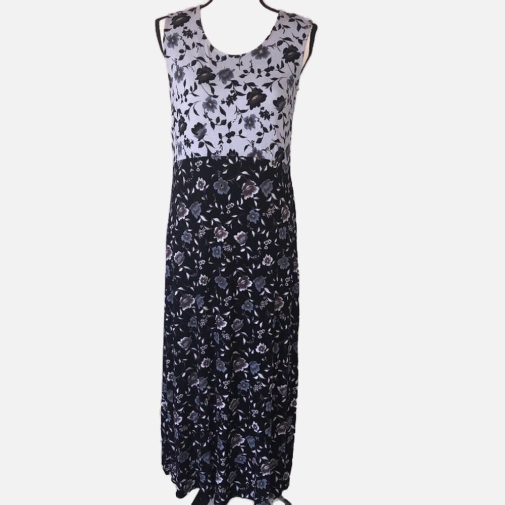 Joan Rivers Petite Maxi Dress Size Xs Petite Gray Floral Print Sleeveless